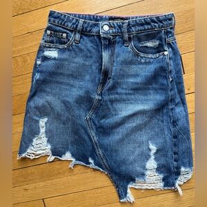 Guess 81 Denim Skirt Distressed Asymmetrical Women's 26 100% Cotton